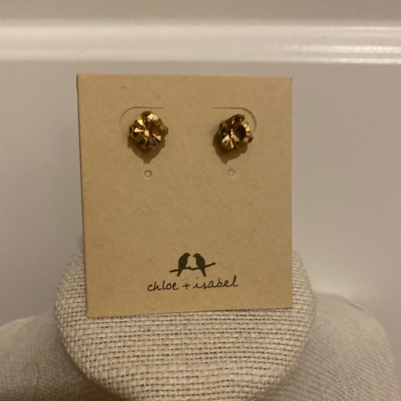 New yellow/gold birthstone round earrings - Picture 1 of 2
